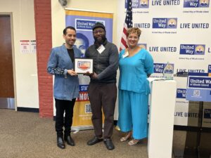 United Way of Rhode Island's Kevin Matta, Lifespan's Christin Zollicoffer, and Kinfolk Benefit Trust's Vernon R. Martin II.